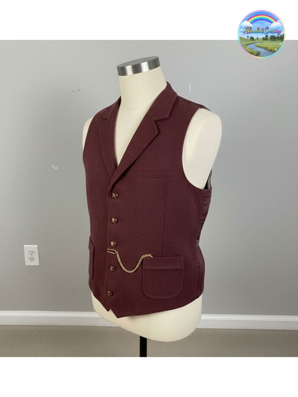 Men's Tweed Suit Vest Wool Herringbone Waistcoat for Groomsman